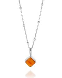 Nellou Jewellery - Diamond Carnelian Necklace Birthstone July Sterling - Lyst