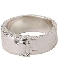 NASI SILVER - Chunky Concrete Band Ring - Lyst