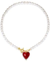 Classicharms - Esmée Glaze Heart Pendant Pearl Necklace - Lyst