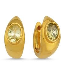 LINYA JEWELLERY - Lina Drop Stone Huggie Earrings - Lyst