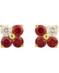 Juvetti - Clover Ruby & Diamond Earrings - Lyst