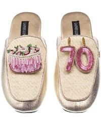 Laines London - Neutrals Classic Mules With 70Th Birthday & Cake Brooches - Lyst
