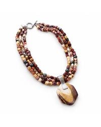 Saéa - Mustard Oxblood And Plum Mookaite Jasper Three-Strand Pendant Necklace - Lyst