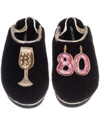 Laines London - Flatform Cloud Closed Toe Slippers With 80Th Birthday & Champagne Glass Brooches - Lyst
