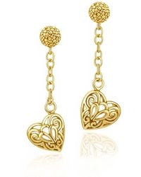 Unaloe - Plated Sterling Dangling Heart Earrings – Romantic Filigree Design – Jewelry For - Lyst
