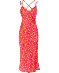 JAAF - Silk-satin Slip Dress In Hibiscus Print - Lyst