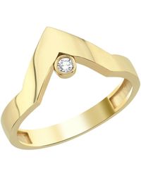 Dime Tribe - V-Shaped Diamond Detailed Ring - Lyst