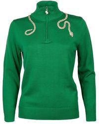 Laines London - Laines Couture Quarter Zip Jumper With Embellished Crystal & Pearl Snake - Lyst
