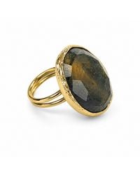 By Ozge - Neutrals Mystic Labradorite Plated Adjustable Ring - Lyst