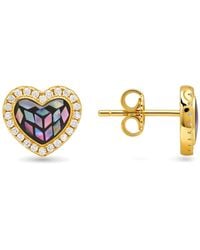 Kylie Harper - Mosaic Abalone Mother Of Pearl Heart Halo Earrings - Lyst