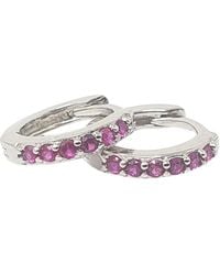 Harfi - Ruby July Birthstone Small Huggie Hoop Earrings - Lyst