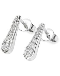 Lucy Quartermaine - Solid Sterling Skinny Drip Studs With Topaz - Lyst