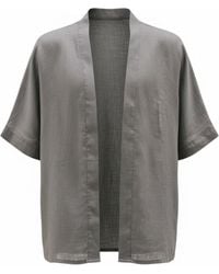 ORIGIN OF HEARTS - Inari Titanium Linen Kimono Shirt - Lyst
