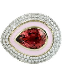 Artisan - Pear Tourmaline & Diamond Enamel Halo Ring - Lyst