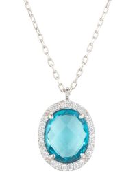 LÁTELITA London - Beatrice Oval Gemstone Pendant Necklace Silver Blue Topaz Hydro - Lyst