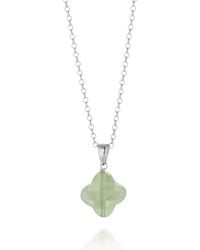 Nellou Jewellery - Aventurine Gem Clover Necklace Sterling - Lyst