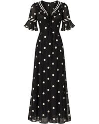 Rose & Nancy - Audrey Polka Print Collar Detail Maxi Dress - Lyst