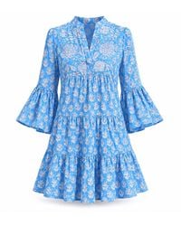 Pick Happy - Babydoll Mini Dress Botanical Azure - Lyst