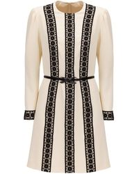 Georgette - Neutrals Cream Lace Mini Dress - Lyst
