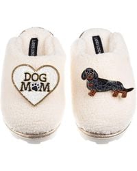 Laines London - Neutrals Teddy Closed Toe Slippers With Dog Mum/Mom & Dapple Dachshund Brooches - Lyst