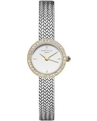 ROSEFIELD - Mini Small Edit Duotone Watch With Dial, Crystal & Ip Bezel And Woven Mesh Strap - Lyst
