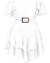 ALINA CERNĂTESCU - Samba Mini Linen Ruffle Cocktail Dress - Lyst