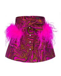 Andreeva - Raspberry Printed Mini Skirt With Feathers - Lyst