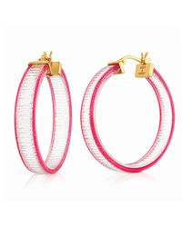 Gold & Honey - Flat Illusion Diamond Cut Lucite Hoop Earrings - Lyst