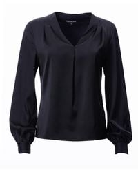 Carloslines - V-Neck Pleat Detail Balloon Long Sleeve Blouse - Lyst