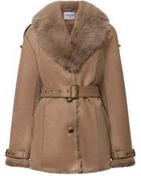James Lakeland - Neutrals Short Faux Fur Taupe Coat - Lyst