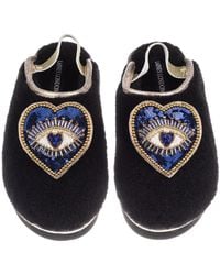 Laines London - Flatform Cloud Closed Toe Slippers With Double Heart Eye Brooches - Lyst