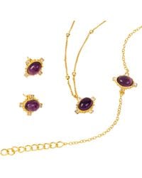 Lila Rasa - Amethyst Cz February Birthstone Brings Good Luck, Stability & Intuition Jewellery Set Necklace, Earrings & Bracelet - Lyst
