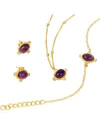 Lila Rasa - Amethyst Cz February Birthstone Brings Good Luck, Stability & Intuition Jewellery Set Necklace, Earrings & Bracelet - Lyst