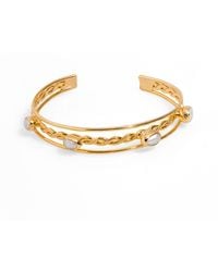 Ebru Jewelry - Pearl Twisted Gold Cuff Bracelet - Lyst