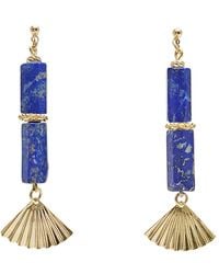 Farra - Lapis Lazuli & Fan Linear Drop Earrings - Lyst