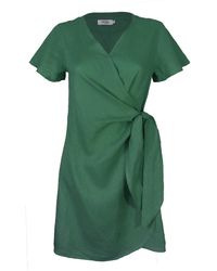 Larsen and Co - Pure Linen Lucca Wrap Dress In Sea - Lyst