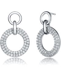 Genevive Jewelry - Triomphe Circle Silver Cz Drop Earrings - Lyst