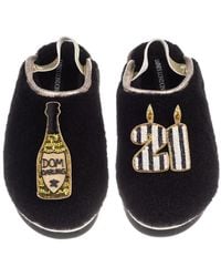 Laines London - Flatform Cloud Closed Toe Slippers With Stripe 21St Birthday & Dom Darling Brooches - Lyst
