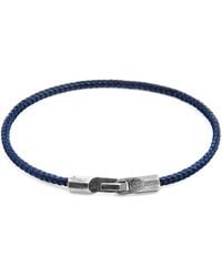 Anchor & Crew Navy Blue Lerwick Silver & Rope Bracelet