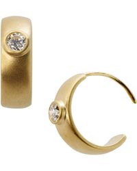 Bombyx House - Diamond Slim Huggie Earrings - Lyst