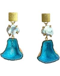 Magpie Rose - The Pearl Rocks Aqua Earrings - Lyst