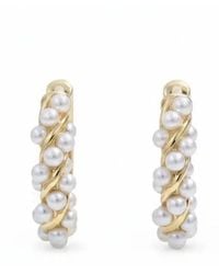 Angel Barocco - Twisted Pearl Mini Hoop Earrings - Lyst