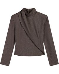Nocturne - Padded Shoulder Stand Collar Blouse - Lyst