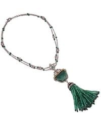 Artisan - Onyx Spinal Emerald Beads Diamond Tassel Necklace 18k Gold 925 Sterling Silver Jewelry - Lyst