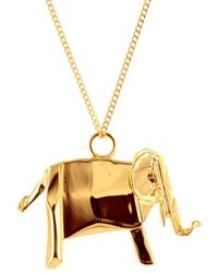 Origami Jewellery Elephant Necklace Gold - Metallic