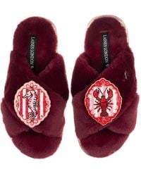 Laines London - Classic Laines Slippers With Stripe Seahorse & Lobster Brooches - Lyst