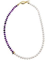 Farra - Purple And White Amethyst & Freshwater Pearls Short Necklace - Lyst