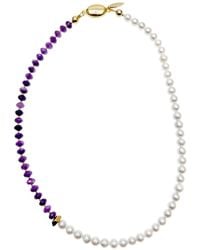 Farra - And Amethyst & Freshwater Pearls Short Necklace - Lyst