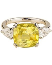 Juvetti - Pari Sapphire Cushion Cut & Diamond Pear Cut Ring - Lyst