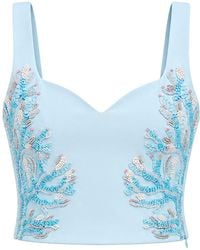 Laura Slings - Beaded Crop Top With Coral Embroidery And Embellished Details - Lyst